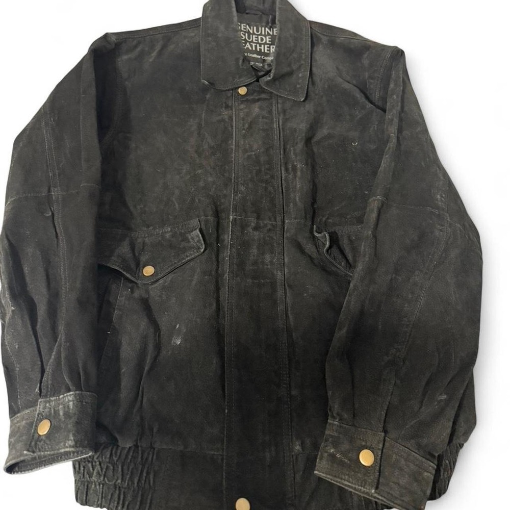 Black suede leather bomber jacket Navarre Leather Co
